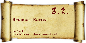 Brumecz Karsa névjegykártya